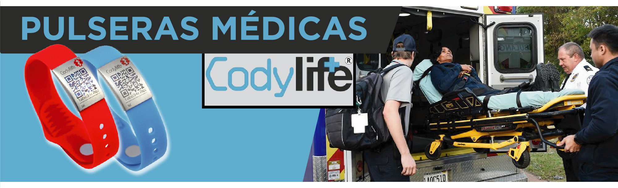 Pulseras médicas Codylife con placa de identificación, información de datos personales