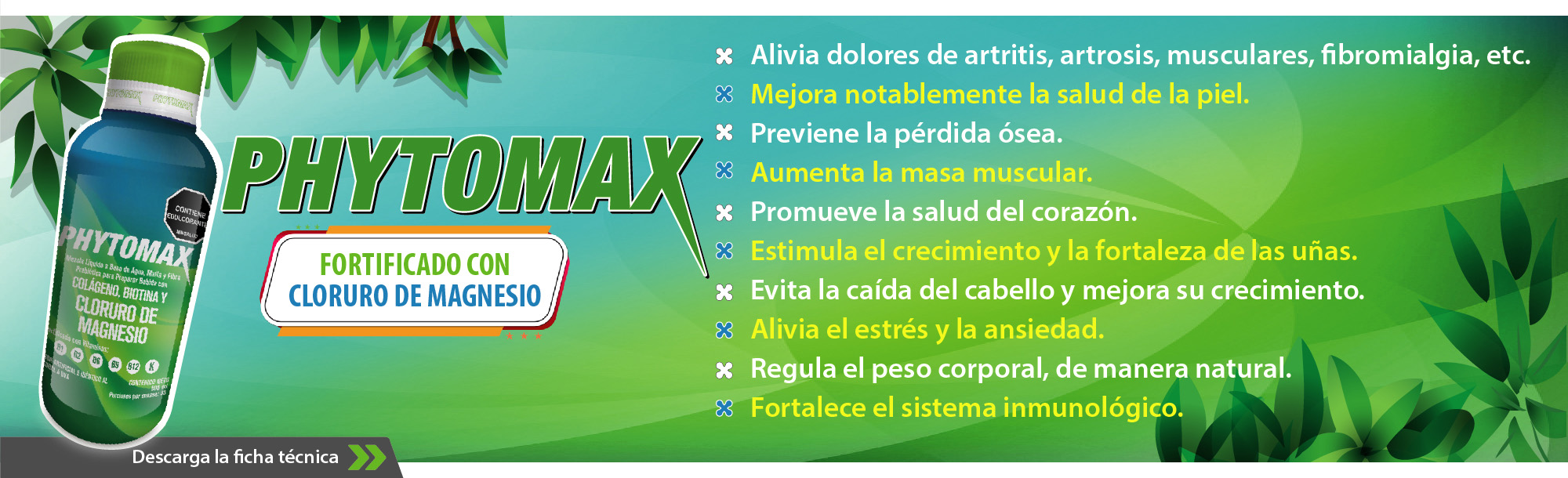 Phytomax colágeno con biotina y cloruro de magnesio en powerlife